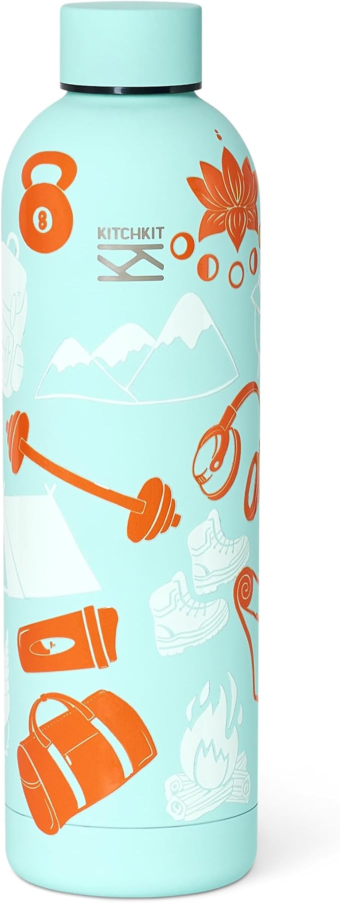 Insulated Stainless Steel Water Bottle 25oz/750ml Vacuum Flask, Leak-Proof Lid, Hot & Cold Retention, Minimalist White Design, Reusable Eco Bottle (Alpine Aqua)