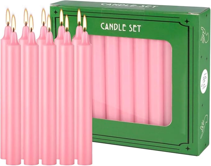 40 Pack Candles Mini Unscented Taper Candles for Valentine's Day,Christmas,Household, Wedding, Rituals, Prayer, Birthdays,Party and Home Décor Candlesticks - 4 Inch Tall(Pink)