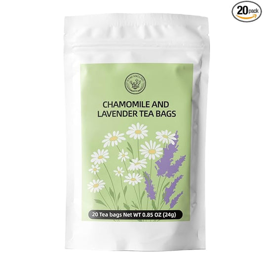 HANFANGLING Chamomile and Lavender Herbal Tea Stress Relief Support Sleep - Savor the Floral Scent 20 tea bags 0.85oz