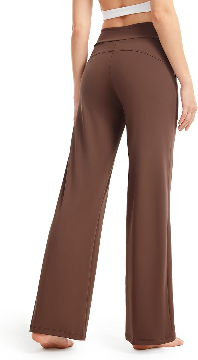 AFITNE Womens Wide Leg Yoga Pants with Pockets High Waist Stretch Dress Casual Pants Loose Lounge Sweatpants 28"/30"/32"