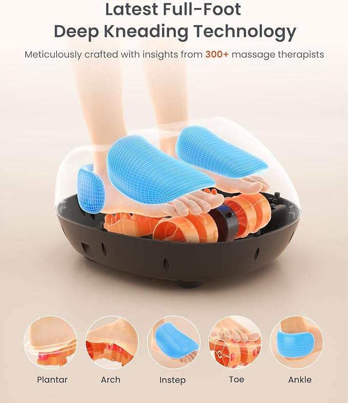 RENPHO Foot Massager Machine [2025 Upgraded], Shiatsu Foot Massager with Heat, Plantar Fasciitis Massager, True Feet Massage, Birthday Gifts for Women Mom Men Dad, Fits Up to Size 13