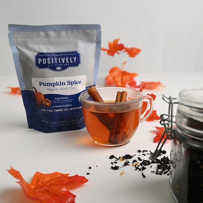Organic Positively Tea Company, Pumpkin Spice Black Tea, Loose Leaf, 16 Ounce