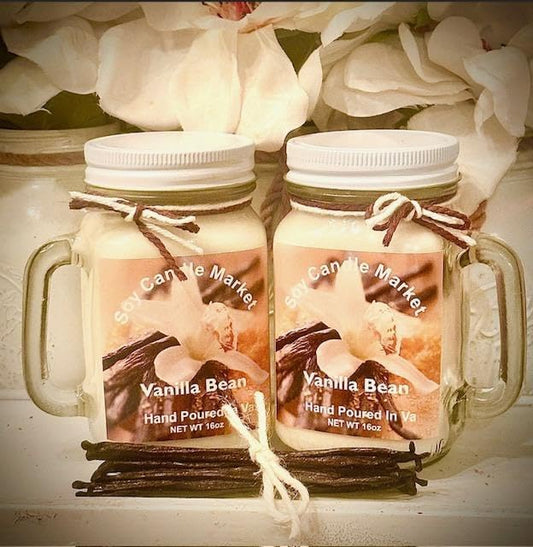 Soy Scented Candles | Handmade & Highly Aromatic Candles Burns Upto 85 Hours in Glass Jar - Perfect for Home Decor, Wedding, Birthday, Dinner (Vanilla Bean, 12 oz)