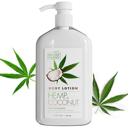 Natural Therapy Body Lotion for Women and Men with Hemp & Coconut Oils – Moisture Skin Care - Maximum Hydration Nourishing Body Moisturizer with Dead Sea Minerals – All Skin Types (16.9 fl. oz)