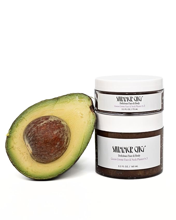 SHIMMER CHEF Cacao Crème Face & Neck Plaster | Fresh Avocado Oils Restore Softness & Elasticity | Skin Becomes Supple & Radiant | A Mood-Lifting Ritual for Balance & Vitality | 2.5 oz