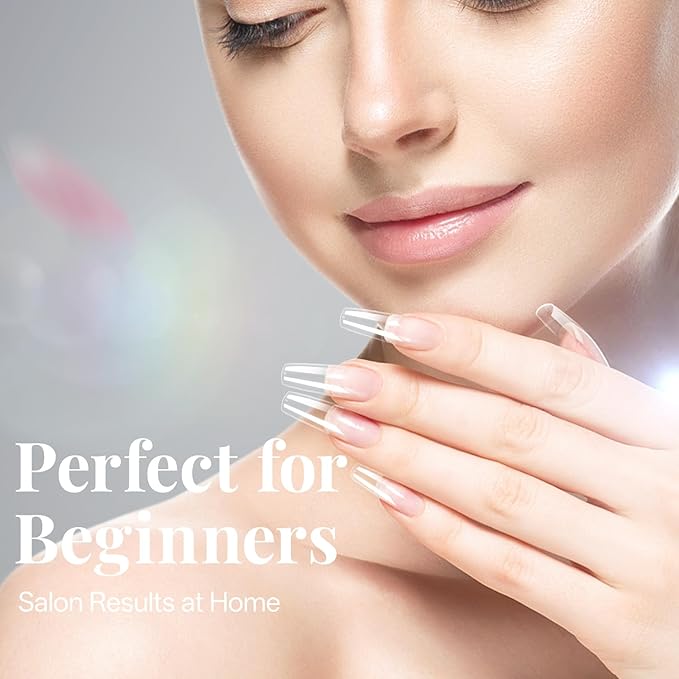 krofaue French Nail Tips - Acrylic Soft Gel False Tips 500PCS Half Cover Square Fake Nails for Women Half Matte French Tip Press on Nails 10 Sizes