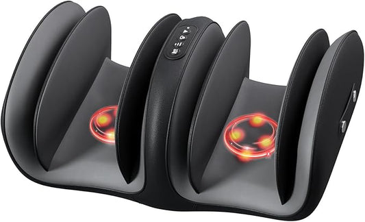 Foot Calf Massager with Heat, Air Bag,Shiatsu Feet Massagers Machine with Massage Roller,Auto-Off Timers - Deep Kneading Relief (Black)