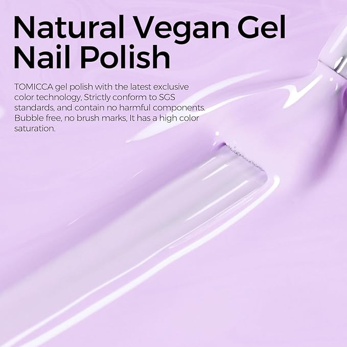 TOMICCA Purple Gel Nail Polish, 15ml Pastel Lilac Purple Gel Polish Colors, Soak Off UV Nail Art Macarons Manicure Salon DIY for Spring Summer
