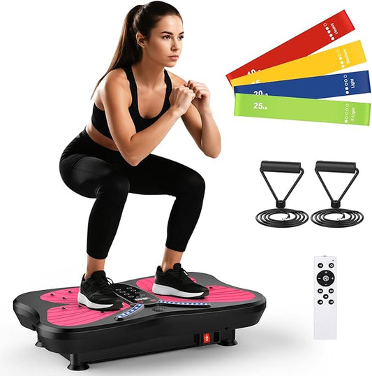 Vibration Plate Exercise Machine for Lymphatic Drainage, Vibration Machine for Full-Body Weight Loss, Vibrate Fitness Platform 300 Lbs & 200 Adjustable Speeds for Women Men Home Gym