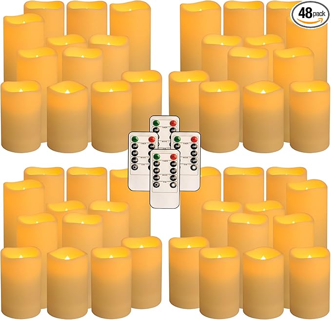 48-Pack LED Flameless Candles with Remote Control - Perfect for Home, Parties, and Special Occasions - Create a Magical Ambiance Effortlessly(Three Sizes)