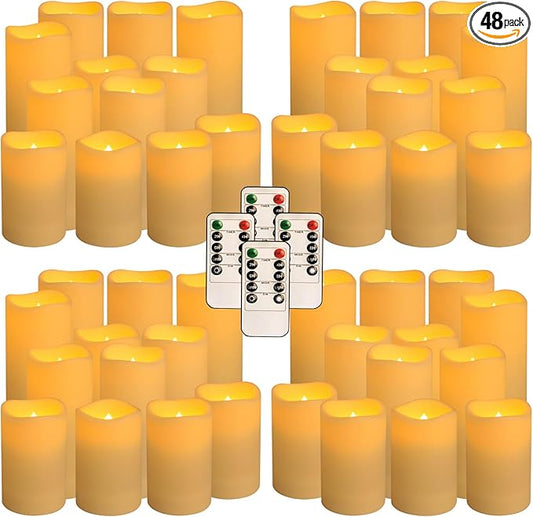 48-Pack LED Flameless Candles with Remote Control - Perfect for Home, Parties, and Special Occasions - Create a Magical Ambiance Effortlessly(Three Sizes)