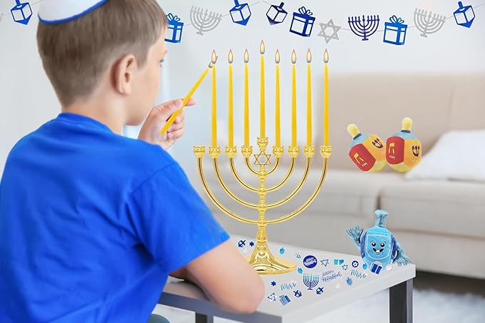 Natural Beeswax Hanukkah Candles, Hand-Made Chanukkah Menorah Yellow Candles for All 8 Nights Fits Most Menorah 45 Count (10-Pack)