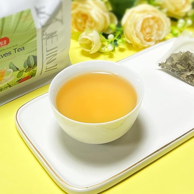 XIEJINJI Guava Leaf Tea Bags, 40 Count, Hojas De Guayaba, Made from 100% Natural Guava Leaves, No Flavoring & No Additives & Caffeine Free, Pyramid Clear Filter Teabag