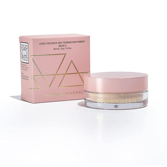 Loves-You-Back 3in1 Mineral Powder Foundation (BEIGE 2) | Designed for Rosacea, Acne-Prone, Sensitive Skin | 3IN1 - Concealer, Powder and Foundation | Natural + Lightweight Coverage