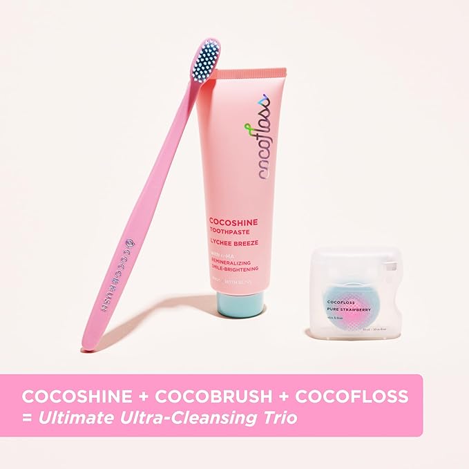 Cocofloss Cocoshine Whitening Toothpaste, Remineralize & Repair Sensitive Teeth, Fluoride-Free with n-HA, Kid-Friendly, Lychee Breeze, 3.4 oz