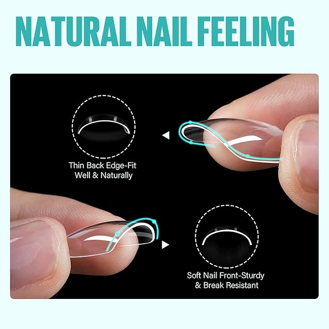 TOMICCA 504Pcs Acrylic Fake Nail Tips, Extra Short Square Press on Nails, 10 Sizes Full Cover Clear Natural Gel Nail Tips for Women and Girls DIY Nail Salon