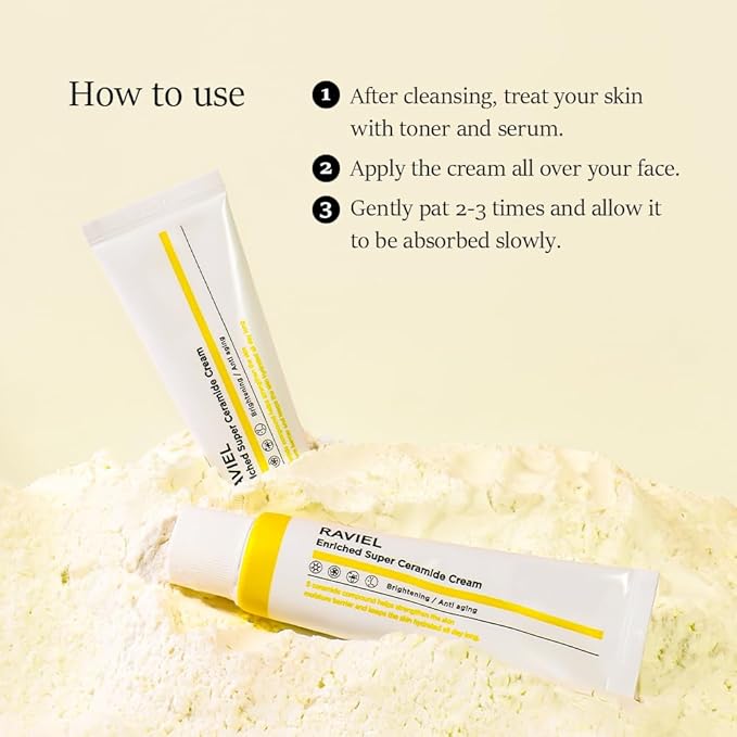 RAVIEL Enriched Super Ceramide Cream | Skin Barrier moisturizer | Hydrating Nourishing with Hyaluronic Acid, Niacinamide for Sensitive skin | Korean skin care (1.69Fl. Oz, Pack of 2)