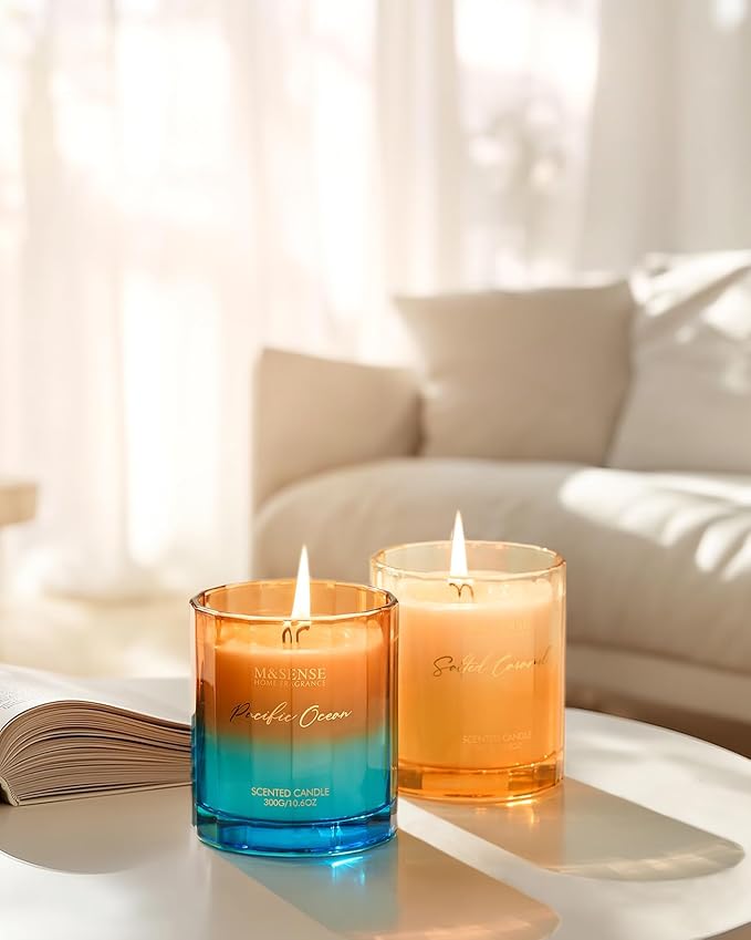 M&SENSE Mint Scented Candle - 10.6oz Natural Soy Wax 60-Hour Long Lasting Burn Time Non Toxic Relaxing Candle for Summer, Yoga, Spa & Stress Relief for Family Friends