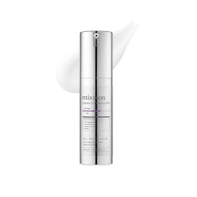 mixsoon Peptide Cica Hyalshot 350, 1.01 Fl. Oz / 30ml Centella Asiatica, Hyaluronic Acid for Sensitive Skin Lightweight & Fragrance-Free Korean Glass Skin Care