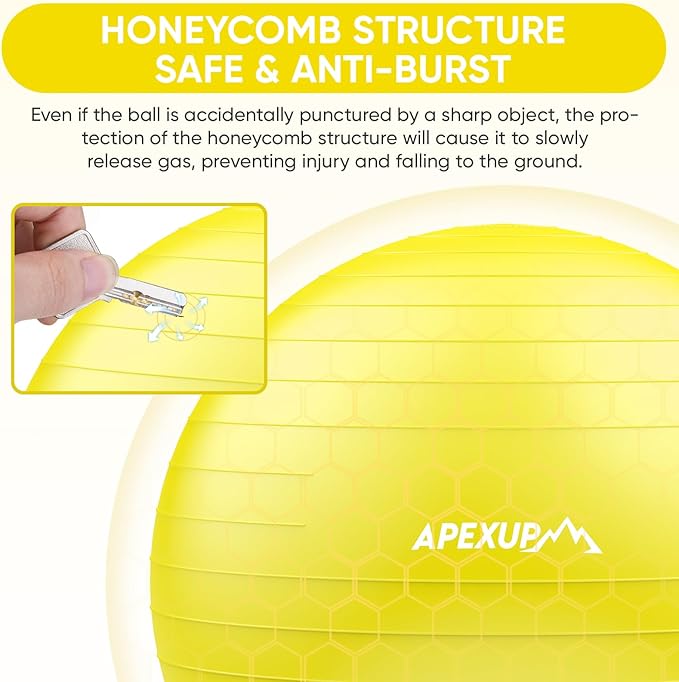 APEXUP Yoga Ball Exercise Ball Anti Slip Heavy Duty for Fitness, Balance & Core Workout