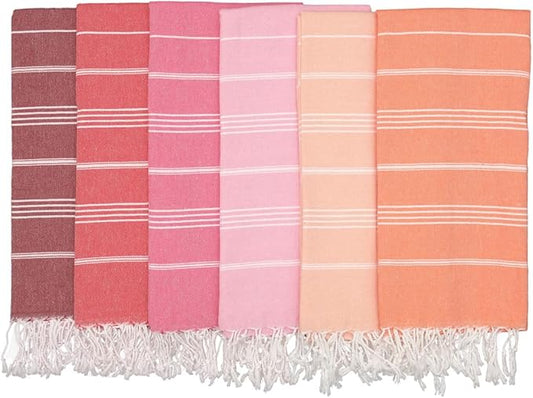 Oversized Turkish Beach Towel 38’’x71’’ - Set of 6 | 100% Turkish Cotton Lightweight Sand Free Quick Dry Pool Towels | Extra Large Bath Towels for Adults Beach Blanket Essentials
