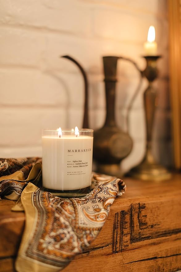 Brooklyn Candle Studio Marrakech Classic 2 Wick Candle - Luxury Scented Candle, Vegan Soy Wax, Hand Poured in The USA, 70 Hour Slow Burn Time - 13oz