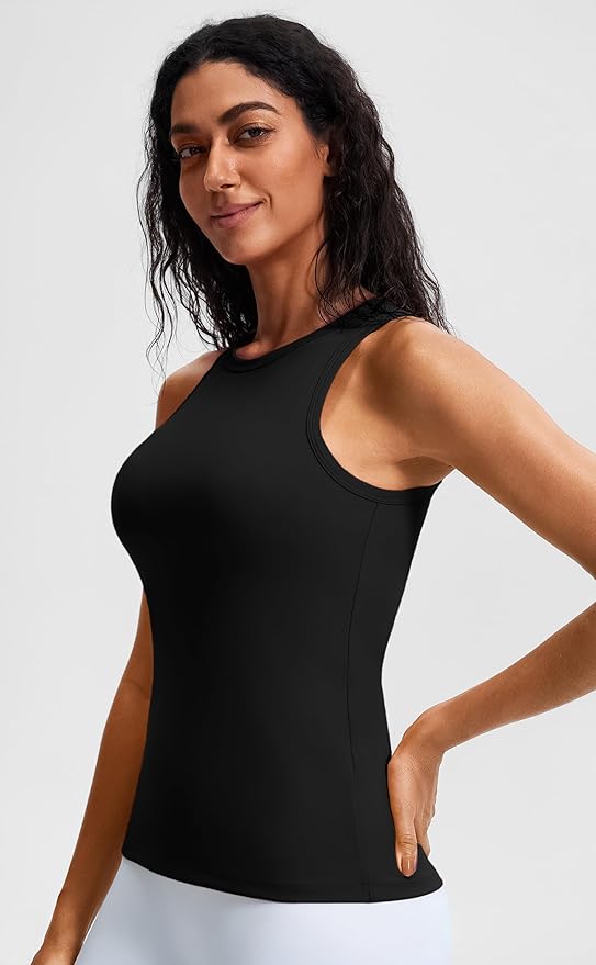 JOYSPELS Workout Tank Tops for Women - Butter Soft High Neck Athletic Gym Yoga Pilates Tank Tops