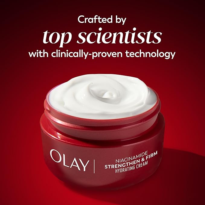Olay Niacinamide Face Moisturizer, Strong & Firm Cream for Women, Anti-Aging, Anti-Wrinkle, Firming Skin Care, Evens, Hydrates to Repair Barrier, Recyclable Sustainable Eco Jar, Non-Greasy, 2 oz