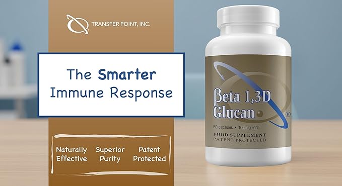 Transfer Point Immune Support Supplement Highly Purified Beta 1,3D Glucan 100 mg per Capsule (b-glucan Fiber) (Pack of 2)