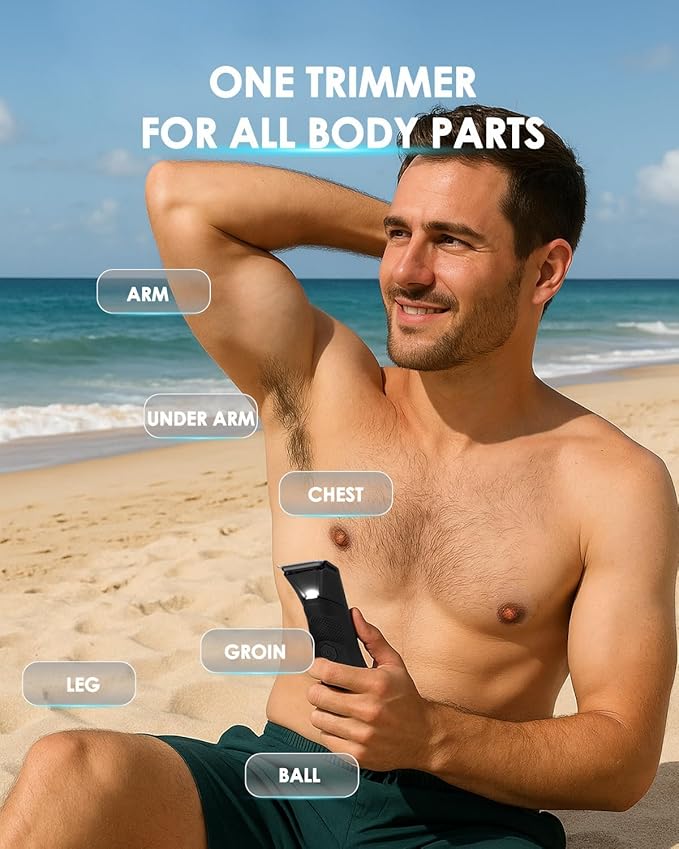 Personal Hair Trimmer for Women and Men, Pubic Body Groomer, Waterproof Hair Clipper for Private Areas/Full Body, Vaginal, Groin, Ball, Chest, Bikini, No Nicks or Cuts