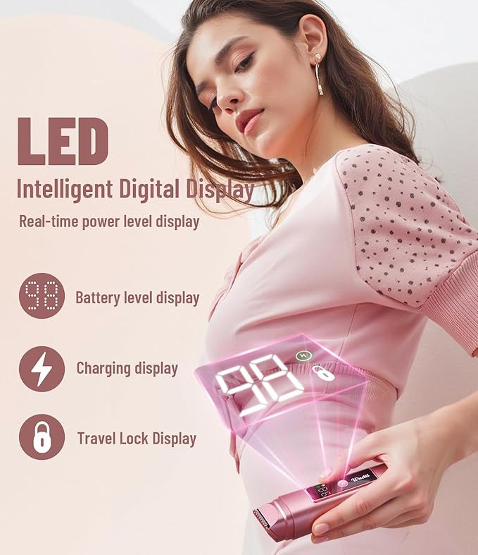 Lady Shaver & Trimmer Set - Electric Bikini/Body Razor with Dual Heads | IPX6 Waterproof, LED Screen, Rechargeable for Legs/Underarm