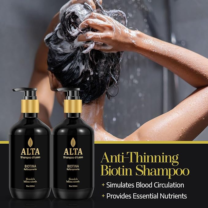 All Goods Alta Strengthening Biotin+Caffeine Shampoo 10oz, DHT Blocker, Women/Mens Hair Loss & Thinning.