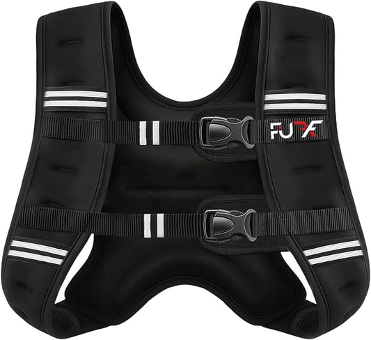 FUFF Weighted Vest Woman, 5/10/12/15/20/25/30 LB Womens Weight Vest for Walking, Strength Training Weight Vests for Female Men, Reflective Stripe Fitness Body Vest for Workout Running Jogging