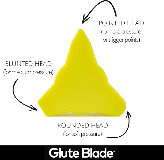 Piriformis Massage Roller, Targeted Trigger Point Massager Tool for Hip, Leg, Lower Back, Muscle Knot Release and Sciatica, 3 Different Heads, Medium Density, Yellow