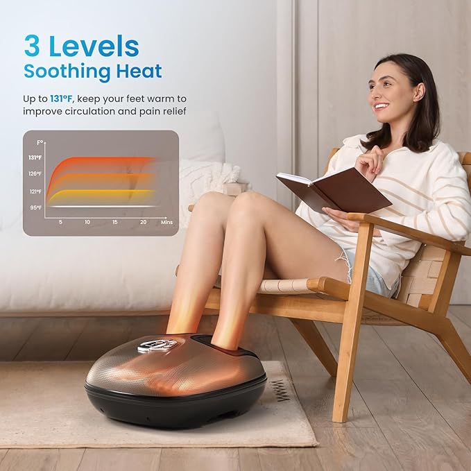 RENPHO Foot Massager Machine with Heat [2025 Upgraded], Shiatsu Foot Massager for Plantar Fasciitis, Birthday Gifts for Women, Wireless Control, Knead Away Fatigue, Soothe from Sole, BN