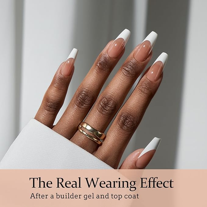 BTArtboxnails French Gel Nail Tips - French Tip Press on Nails Brown Medium Coffin XCOATTIPS for Nail Extensions