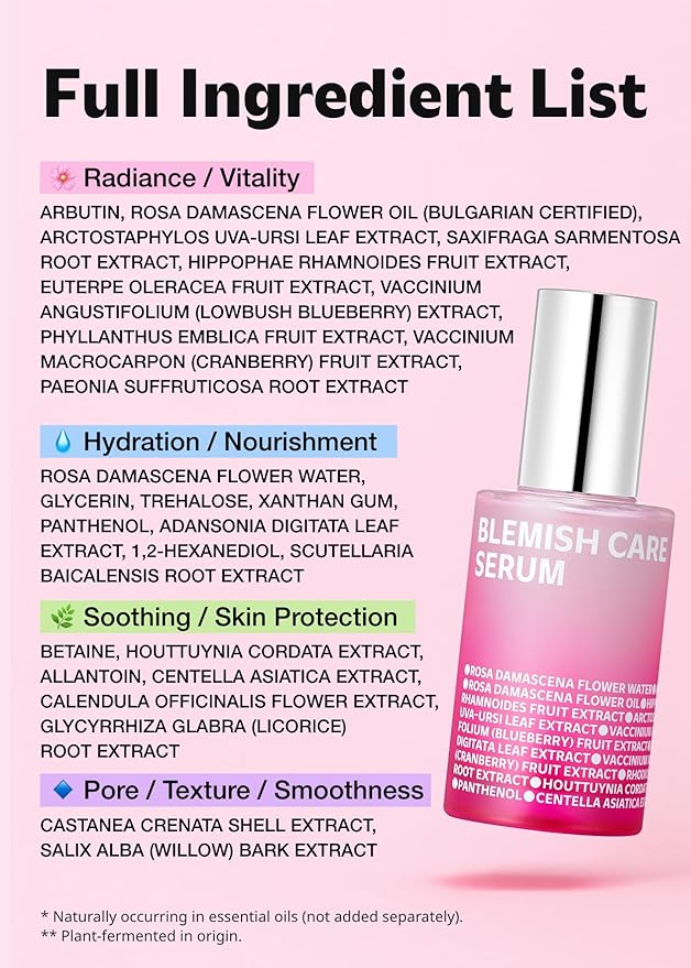 ISOI Blemish Care Up Serum for Face, Vegan Hydrating Serum for Smooth & Glass Skin Effect, Skin Barrier & Moisture Balance for Women, Arbutin, Korean Skin Care (0.85 fl. oz, 25ml)