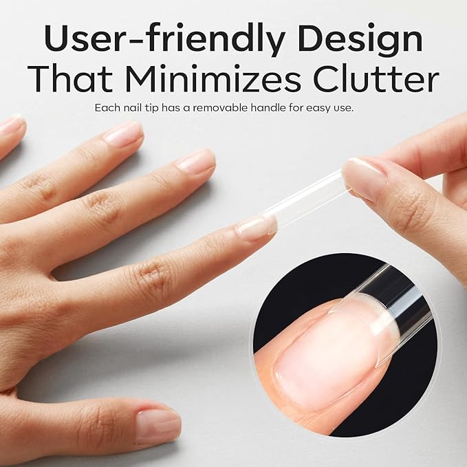 modelones Long Square Nail Tips, 2XXL Straight No C Curve Half Cover Soft Gel Tips Pre-shaped Acrylic Fake Nails False Clear Press on Extension Gel Kit Manicure DIY at Home 216PCS 12Sizes
