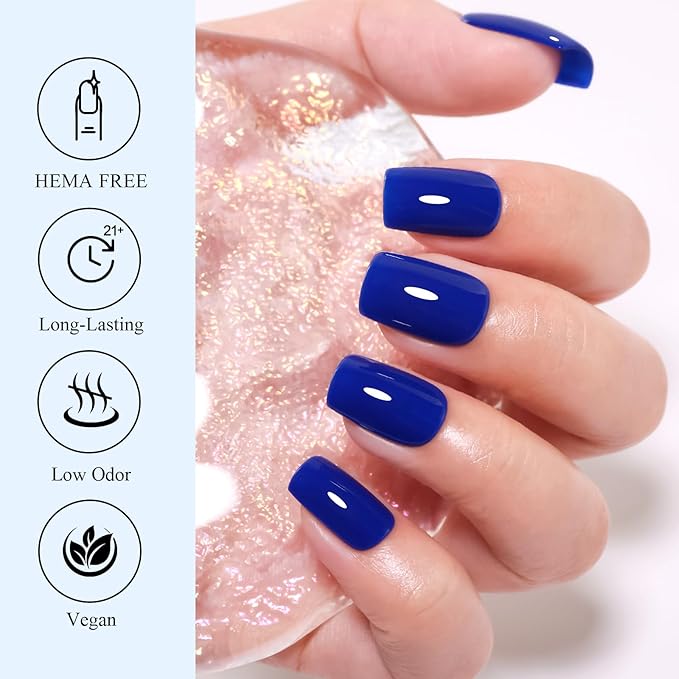 6 Colors Gel Nail Polish Kit Navy Deep Baby Blue Hema Free Long Lasting Summer Manicure Gift