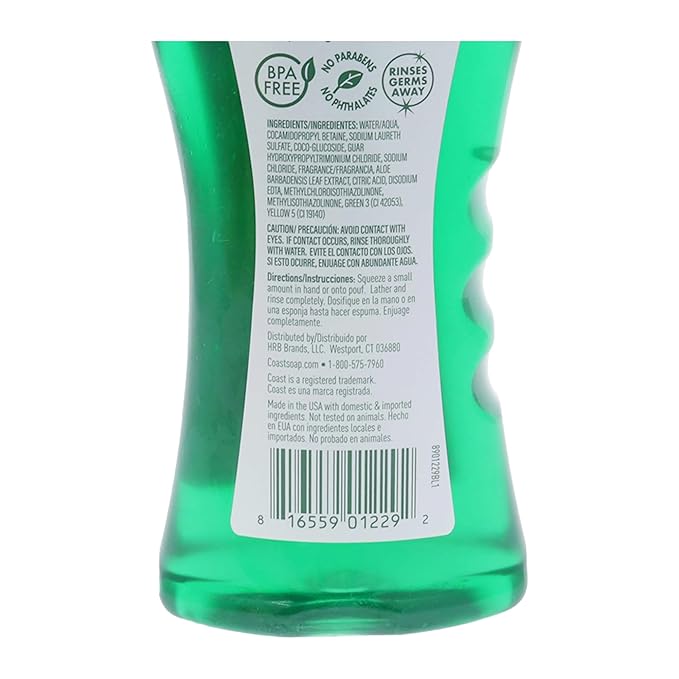 Coast Emerald Burst Body Wash - Hydrating Body Wash - Gentle Cleansing Body Wash for Dry Skin with Moisturizing Aloe Formula - Fresh Scent - 18 oz