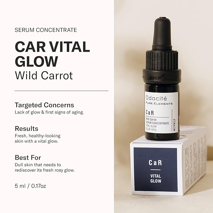 Odacité Brightening Serum Concentrate with Wild Carrot - for Natural Glow, Moisturizing Facial Serum for Skincare, or Skin Brightening - Lightweight Facial Oil for Dull Skin - 0.17 Fl. Oz