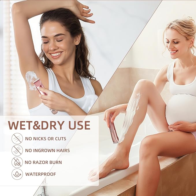 Bikini Trimmer for Women,Dual Head Shaver, IPX7 Waterproof, Compact Travel Design Bikini Shaver for Public Hair, Facial and Body(Pink)