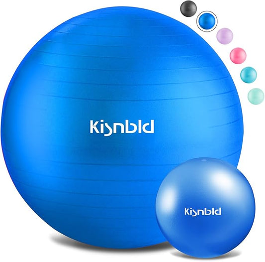 Exercise Ball, Extra Thick Yoga Ball for Workout Pregnancy Stability, 4 Sizes Anti-Burst Balance Ball with Foot Pump - Heavy Duty Fitness Ball Chair for Office, Home & Gym