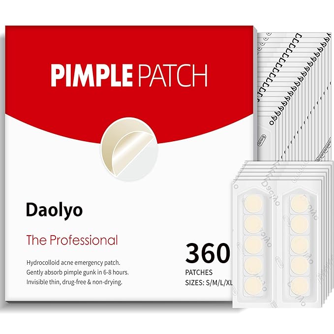 Pimple Patches for Face, 4 Size 360 Counts Hydrocolloid Acne Patches for Covering Zits and Blemishes, Spot Stickers with Salicylic Acid, Tea Tree Oil & Calendula Oil, Mini Package