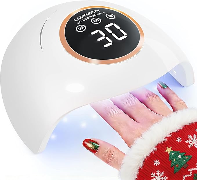72W UV LED Nail Lamp, 2026 New Upgrade UV Light for Gel Nails with 18 Beads, 3 Timer Nail Dryer, LCD Display, Auto Sensor, Professional Nail Lamps for Gel Polish – Perfect Christmas Gifts, White Lamp
