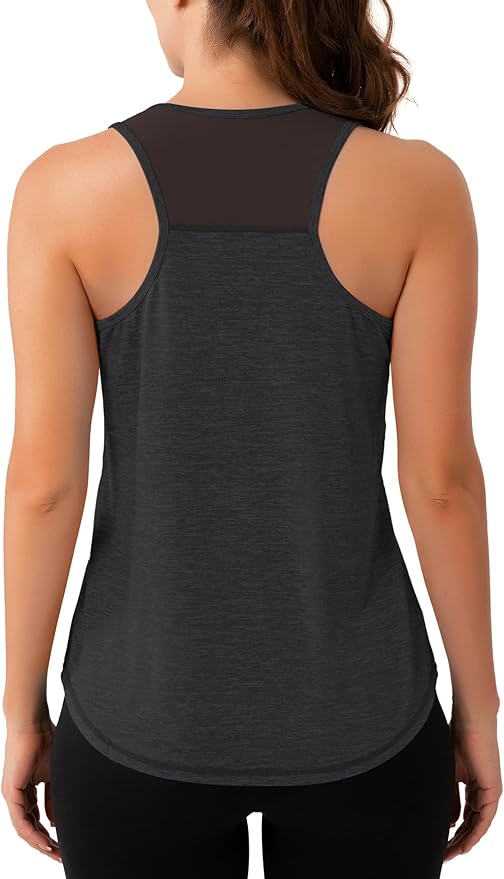 Aeuui Womens Workout Tops Sleeveless Racerback Tank Tops Mesh Yoga Athletic Running Shirts Gym Clothes for Women