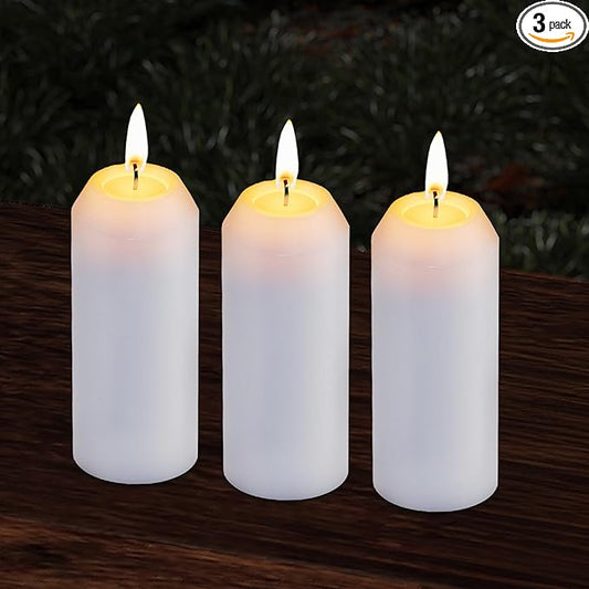 3Pack 15H+ Emergency Candles Long Burning Survival [18H+ Inside Candle Lanterns], 3“ Unscented White Pillar Candles, Survival Candles for Power Outage, Camping, Hurricane