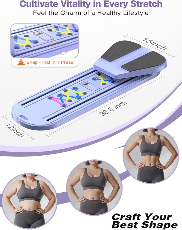 Foldable Pilates Board for Home Workout - Portable Pilates Reformer Machine for Women - 7 in 1 Multifunctional Pilates Reformer Set with Timer for Core Trainer Equipment