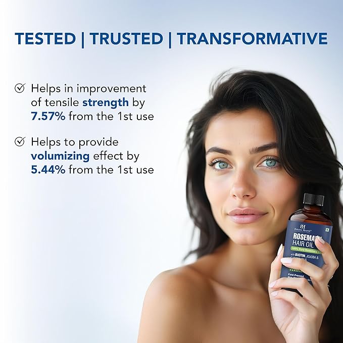 Botanic Hearth 100% Pure Rosemary Oil For Hair Growth | Infused with Biotin, Jojoba & Castor Oil | Hair Oil Repairs Dry Damaged Hair, Strengthening, Healthier - Hair Tonic, 2.0 fl oz