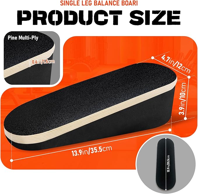 Athletic Balance Boards, Athletic Balance Trainer for Core & Ankle Strength, Non-Slip Wood TPE Wobble Board for Home Gym Fitness, Rehabilitation, and Stability Training